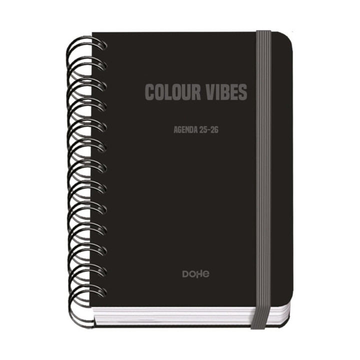 Dohe Colour Vibes Agenda Escolar 25/26 Espiral Wire’o A6 - Dia Pagina - Papel 80g/m2 - 4 Hojas de Pegatinas - Cubierta de Car
