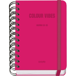 Dohe Colour Vibes Agenda Escolar 25/26 Espiral Wire’o A6 - Dia Pagina - Papel 80g/m2 - 4 Hojas de Pegatinas - Cubierta de Car