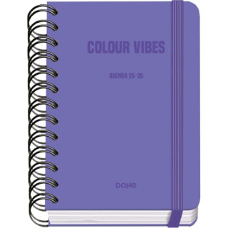 Dohe Colour Vibes Agenda Escolar 25/26 Espiral Wire’o A6 - Dia Pagina - Papel 80g/m2 - 4 Hojas de Pegatinas - Cubierta de Car