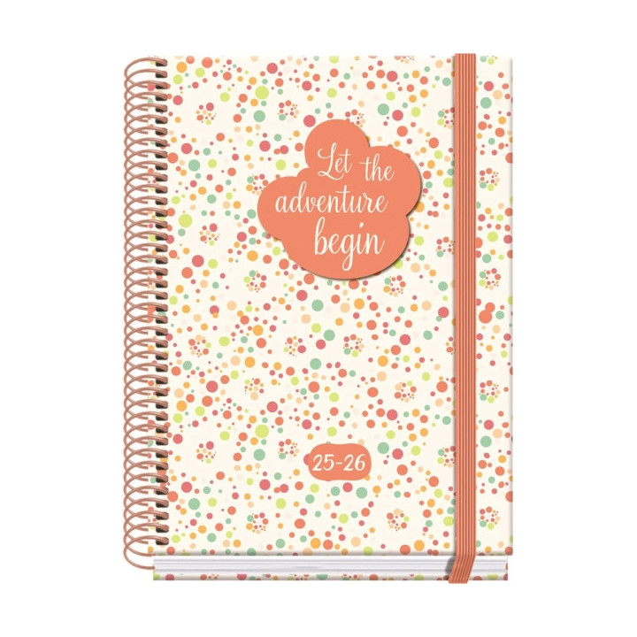 Dohe Bubbles Agenda Escolar 25/26 Espiral A5 - Dia Pagina - Papel 70g/m2 - 4 Hojas de Pegatinas - Cubierta de Carton Plastifica