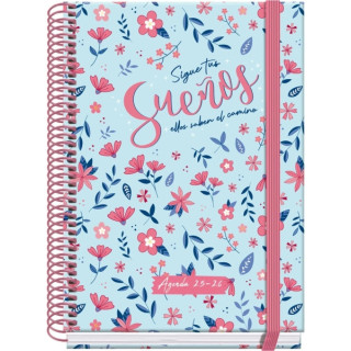 Dohe Blossom Agenda Escolar 25/26 Espiral A5 - Dia Pagina - Papel 70g/m2 - 4 Hojas de Pegatinas - Cubierta de Carton Plastifica