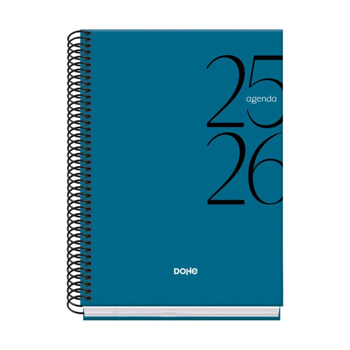 Dohe System Agenda Escolar 25/26 Espiral A5 - Semana Vista - Papel 70g/m2 - Cubierta de Carton Plastificado - Color Azul