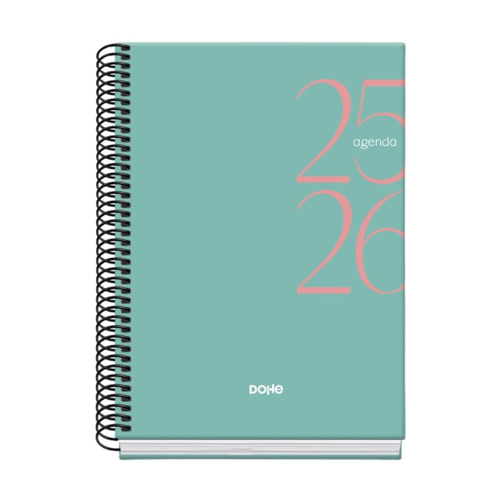 Dohe System Agenda Escolar 25/26 Espiral A5 - Dia Pagina - Papel 70g/m2 - Cubierta de Carton Plastificado - Color Verde