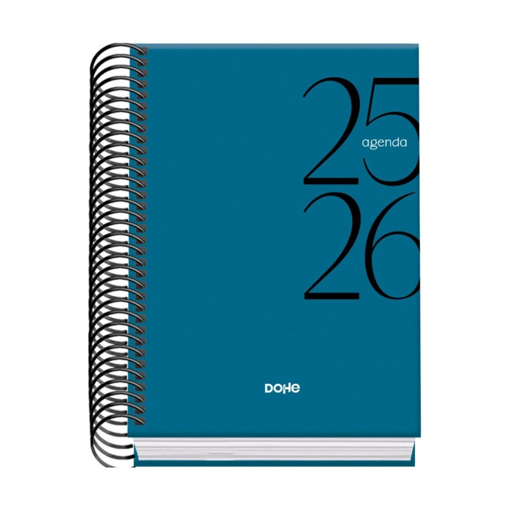 Dohe System Agenda Escolar 25/26 Espiral A6 - Dia Pagina - Papel 70g/m2 - Cubierta de Carton Plastificado - Color Azul
