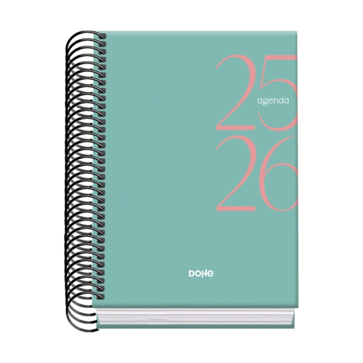 Dohe System Agenda Escolar 25/26 Espiral A6 - Dia Pagina - Papel 70g/m2 - Cubierta de Carton Plastificado - Color Verde