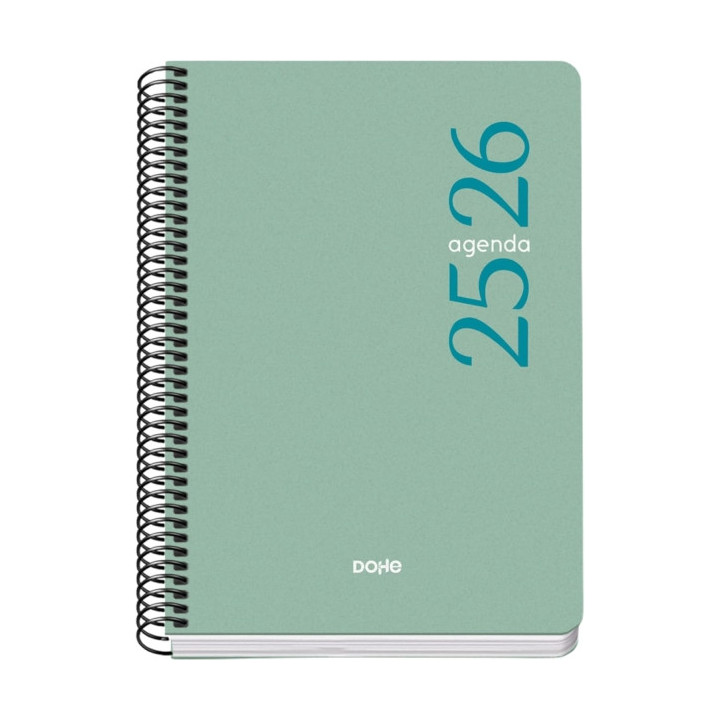 Dohe Esencial Agenda Escolar 25/26 Espiral A5 - Semana Vista - Papel 70g/m2 - Cubierta en Polipropileno - Color Verde