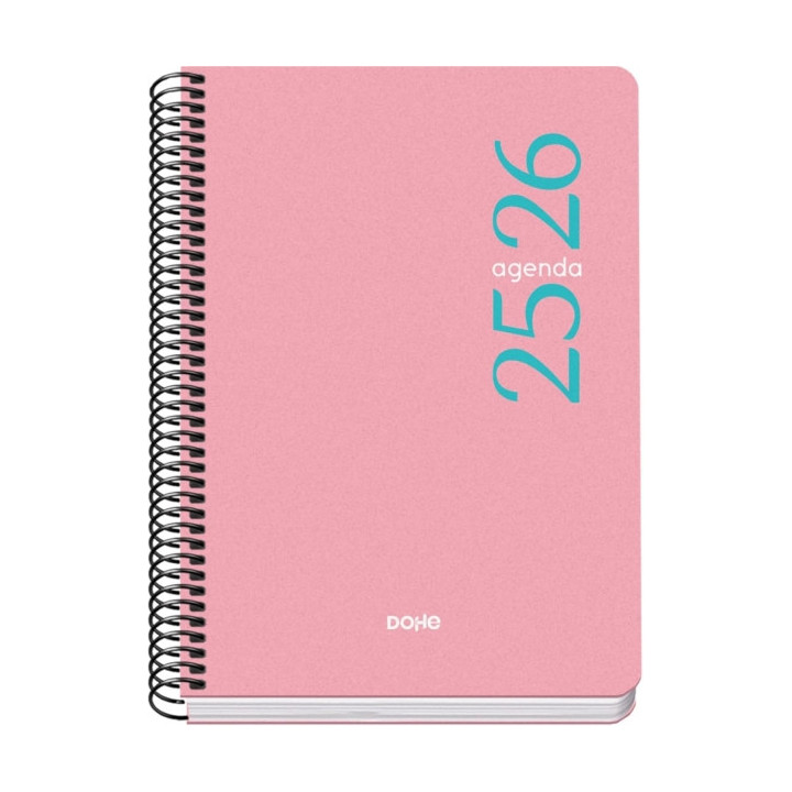 Dohe Esencial Agenda Escolar 25/26 Espiral A5 - Dia Pagina - Papel 70g/m2 - Cubierta en Polipropileno - Color Rosa