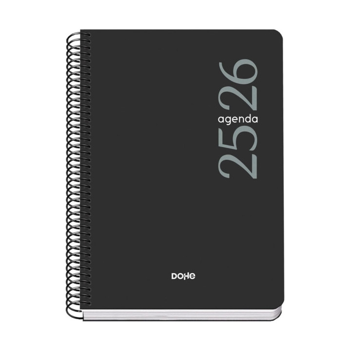 Dohe Esencial Agenda Escolar 25/26 Espiral A5 - Dia Pagina - Papel 70g/m2 - Cubierta en Polipropileno - Color Negro