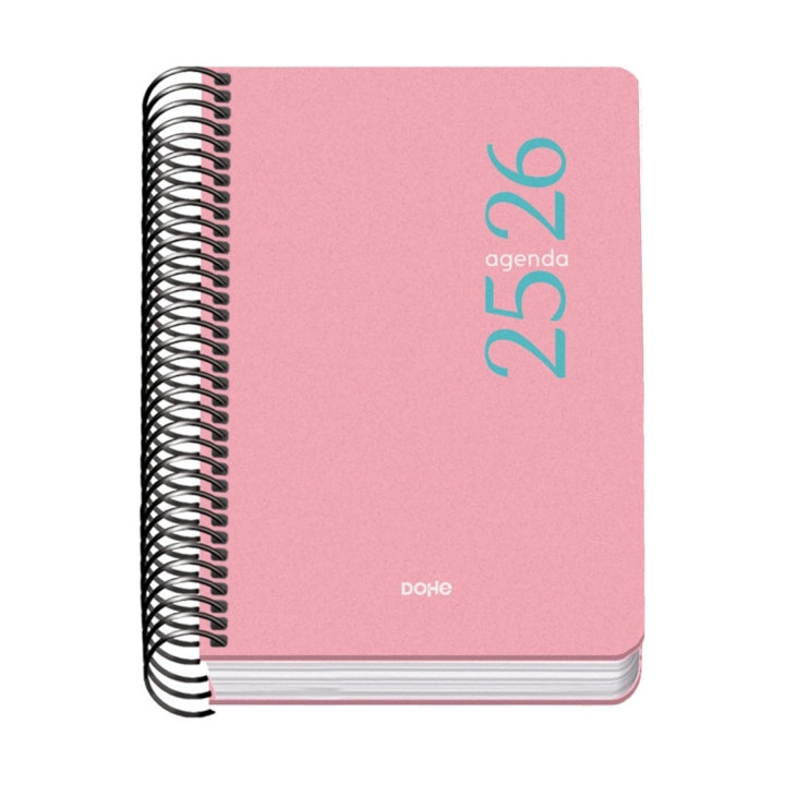 Dohe Esencial Agenda Escolar 25/26 Espiral A6 - Dia Pagina - Papel 70g/m2 - Cubierta en Polipropileno - Color Rosa