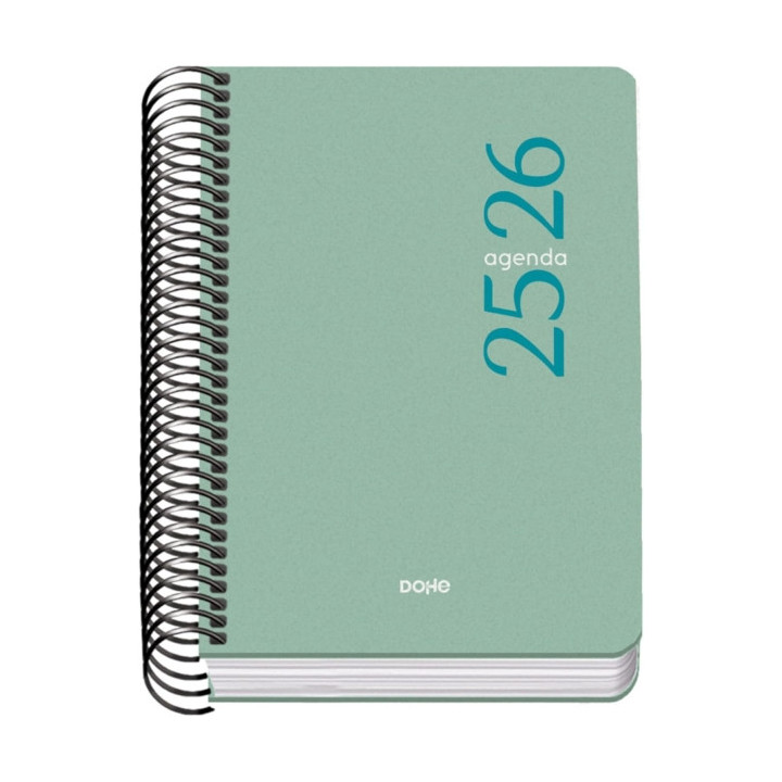 Dohe Esencial Agenda Escolar 25/26 Espiral A6 - Dia Pagina - Papel 70g/m2 - Cubierta en Polipropileno - Color Verde
