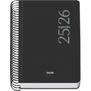 Dohe Esencial Agenda Escolar 25/26 Espiral A6 - Dia Pagina - Papel 70g/m2 - Cubierta en Polipropileno - Color Negro