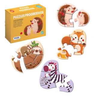 Dohe Pack de 4 Puzzles para Niños de 4/5 Piezas - Tematica Animales - Doble Capa de Carton - Capa Intermedia de Contrachapado