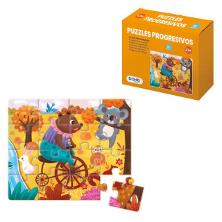 Dohe Puzzle Infantil de 16 Piezas - Tematica Animales - Fabricado en Doble Capa de Carton - Capa Intermedia de Contrachapado -