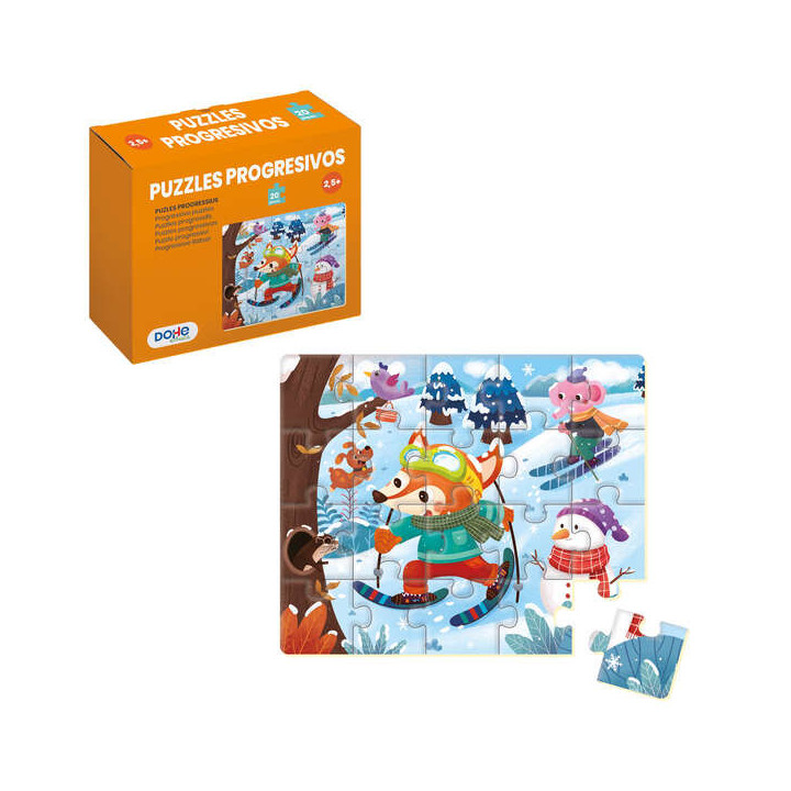 Dohe Puzzle Infantil de 20 Piezas - Tematica La Nieve - Fabricado en Doble Capa de Carton - Capa Intermedia de Contrachapado -