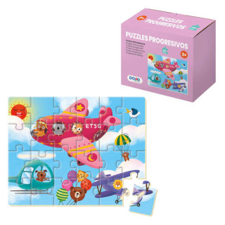 Dohe Puzzle Infantil de 24 Piezas - Tematica Aviones - Fabricado en Doble Capa de Carton - Capa Intermedia de Contrachapado - E