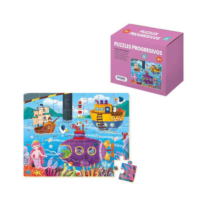 Dohe Puzzle Infantil de 35 Piezas - Tematica El Mar - Fabricado en Doble Capa de Carton - Capa Intermedia de Contrachapado - Es