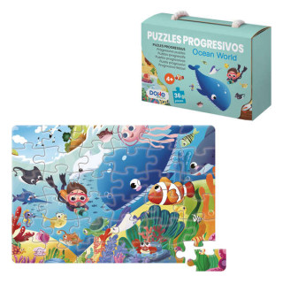 Dohe Puzzle Infantil de 36 Piezas - Tematica Animales del Oceano - Fabricado en Doble Capa de Carton - Capa Intermedia de Contr