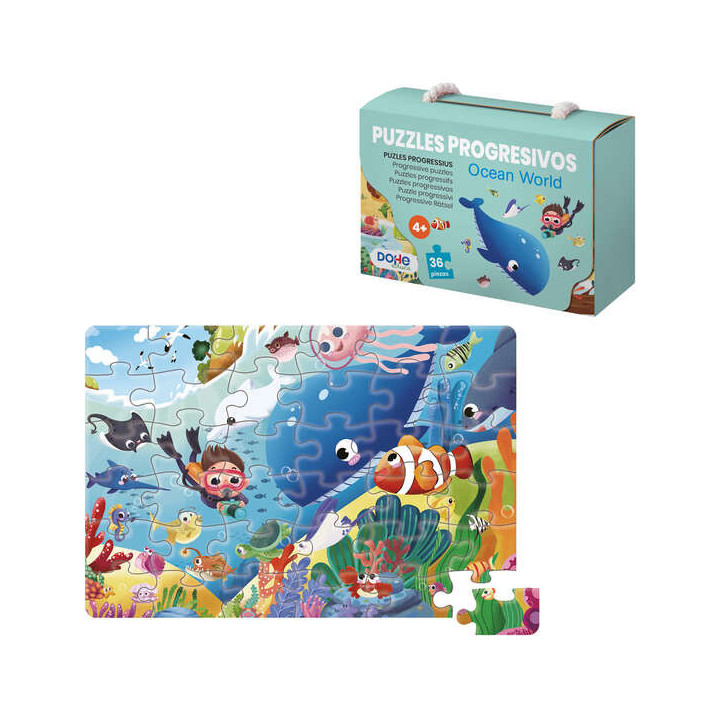 Dohe Puzzle Infantil de 36 Piezas - Tematica Animales del Oceano - Fabricado en Doble Capa de Carton - Capa Intermedia de Contr