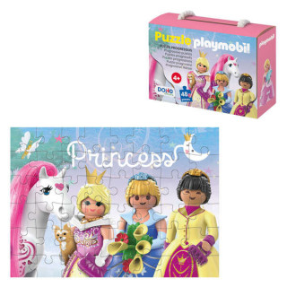 Dohe Playmobil Puzzle para Niños de 48 Piezas - Tematica Princesas - Doble Capa de Carton - Capa Intermedia de Contrachapado -