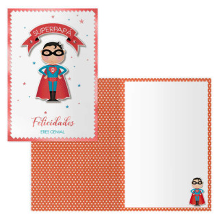 Dohe Superdad Pack de 6 Tarjetas de Felicitacion para Padres - 11.5x17cm - Impresion a Todo Color - Estampaciones con Pelicula