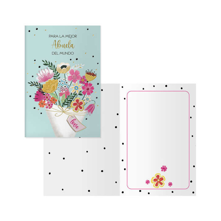 Dohe Ramo Pack de 6 Tarjetas de Felicitacion para Abuela - 11.5x17cm - Impresion a Todo Color - Estampaciones con Pelicula de C