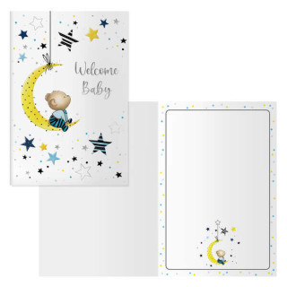 Dohe Luna Pack de 6 Tarjetas de Felicitacion para Nacimientos - 11.5x17cm - Impresas a Todo Color - Estampaciones con Pelicula