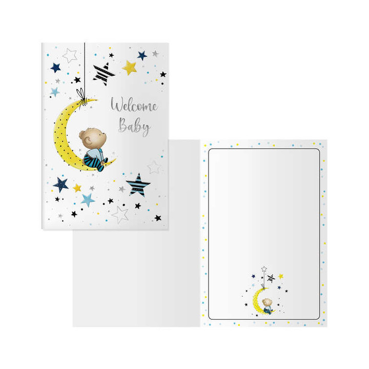Dohe Luna Pack de 6 Tarjetas de Felicitacion para Nacimientos - 11.5x17cm - Impresas a Todo Color - Estampaciones con Pelicula