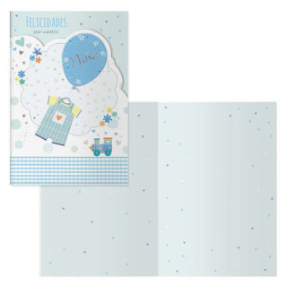 Dohe Tren Pack de 6 Tarjetas de Felicitacion para Nacimientos - 11.5x17cm - Impresas a Todo Color - Estampaciones con Pelicula