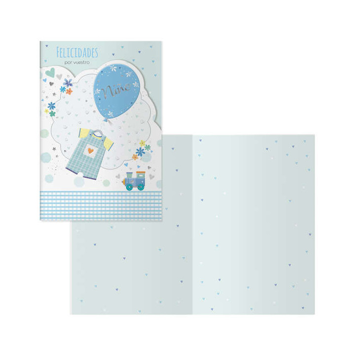 Dohe Tren Pack de 6 Tarjetas de Felicitacion para Nacimientos - 11.5x17cm - Impresas a Todo Color - Estampaciones con Pelicula