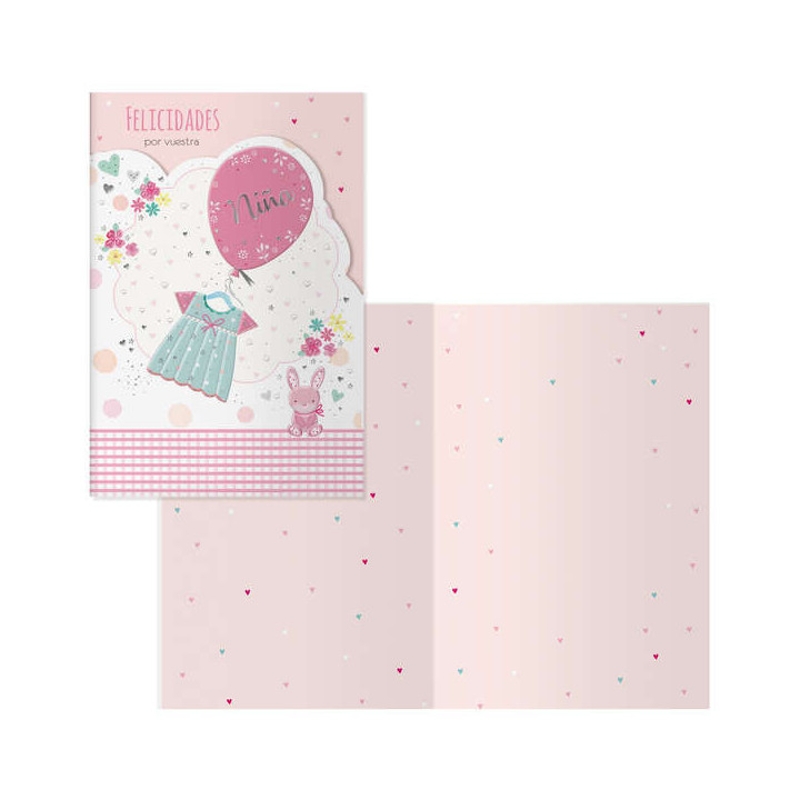 Dohe Conejo Pack de 6 Tarjetas de Felicitacion para Nacimientos - 11.5x17cm - Impresas a Todo Color - Estampaciones con Pelicul