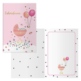 Dohe Cochecito Pack de 6 Tarjetas de Felicitacion para Nacimientos - 11.5x17cm - Impresas a Todo Color - Estampaciones con Peli