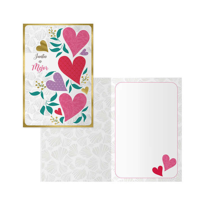 Dohe Juntos Pack de 6 Tarjetas de Felicitacion para Parejas - 11.5x17cm - Impresion a Todo Color - Estampaciones con Pelicula d