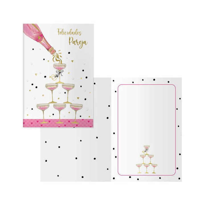 Dohe Copas Pack de 6 Tarjetas de Felicitacion de Boda - 11.5x17cm - Impresas a Todo Color - Estampaciones con Pelicula de Color