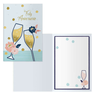 Dohe Brindis Pack de 6 Tarjetas de Felicitacion de Aniversario - 11.5x17cm - Impresas a Todo Color - Estampaciones con Pelicula