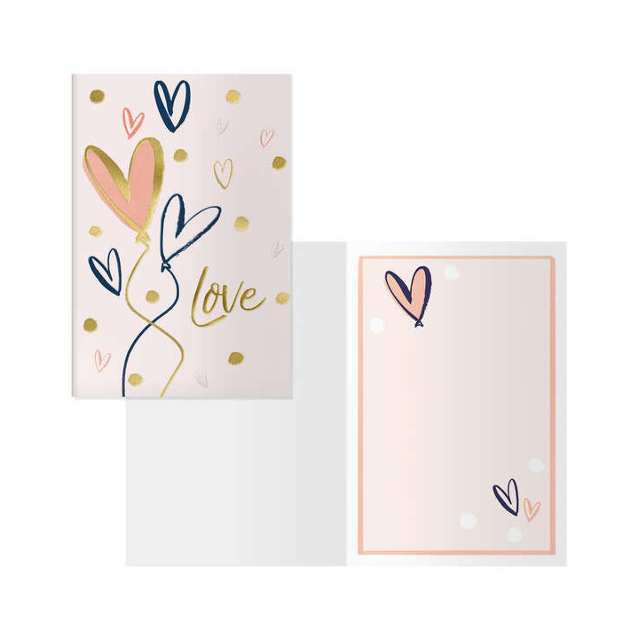 Dohe Hearts Pack de 6 Tarjetas de Felicitacion para Parejas - 11.5x17cm - Impresion a Todo Color - Estampaciones con Pelicula d