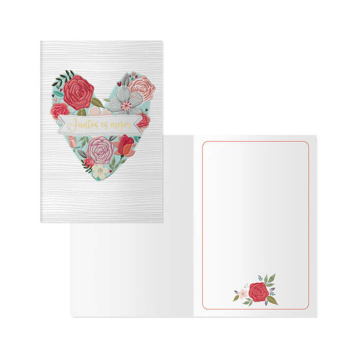 Dohe Pack de 6 Tarjetas de Felicitacion de San Valentin - 11.5x17cm - Impresas a Todo Color - Estampaciones con Pelicula de Col