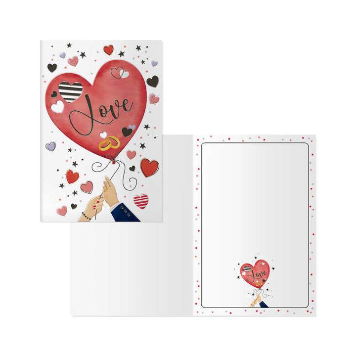 Dohe Pack de 6 Tarjetas de Felicitacion de San Valentin - 11.5x17cm - Impresas a Todo Color - Estampaciones con Pelicula de Col