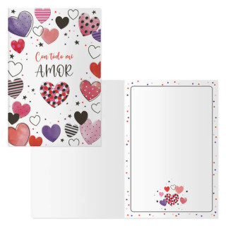 Dohe Pack de 6 Tarjetas de Felicitacion de San Valentin - 11.5x17cm - Impresas a Todo Color - Estampaciones con Pelicula de Col