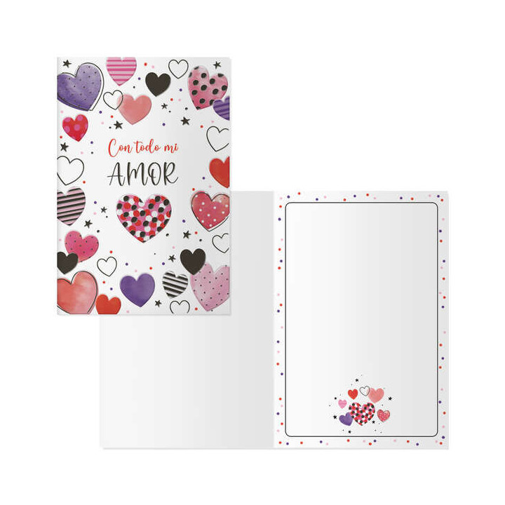 Dohe Pack de 6 Tarjetas de Felicitacion de San Valentin - 11.5x17cm - Impresas a Todo Color - Estampaciones con Pelicula de Col