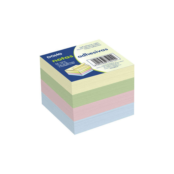 Dohe Cubo de 400 Notas Reposicionables - Tamaño 75x75mm - Papel de 75gr - Ideal para Oficina y Escuela - Colores Pastel Surtid