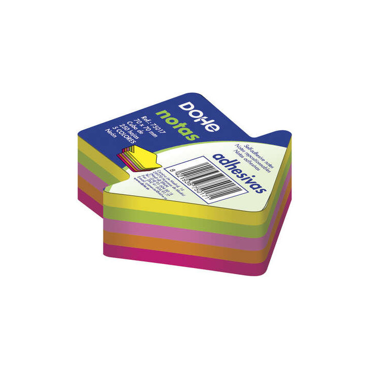 Dohe Cubo de 250 Notas Reposicionables con Forma de Flecha - Tamaño 70x70mm - Papel de 75gr - Ideal para Oficina y Escuela - C