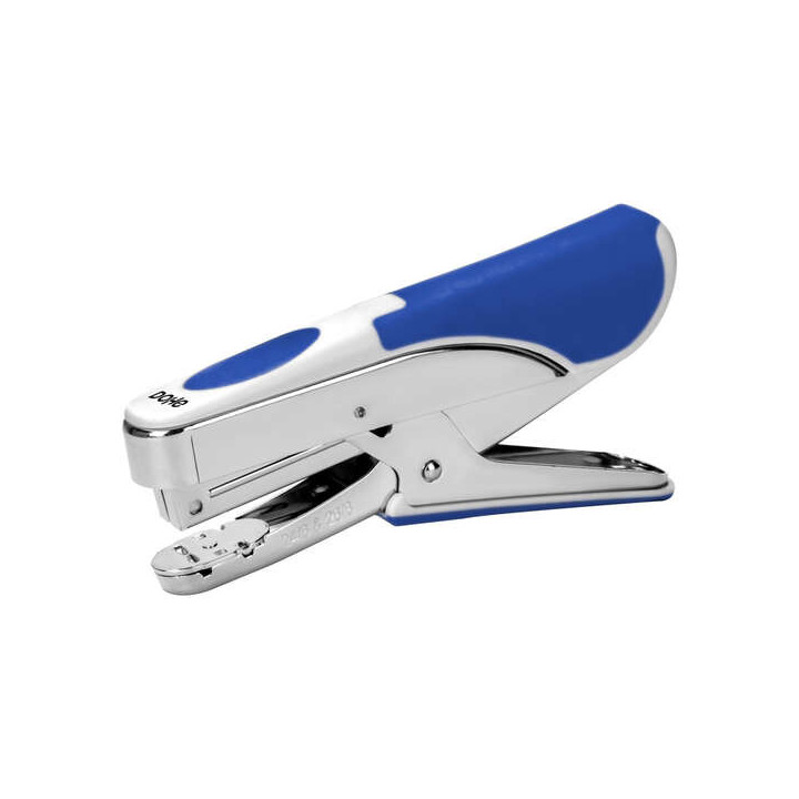 Dohe grapadora Tipo Tenaza - Fabricada en Acero Cromado y Plastico Azul - Carga Superior - Capacidad de Grapado 20 Hojas - Admi