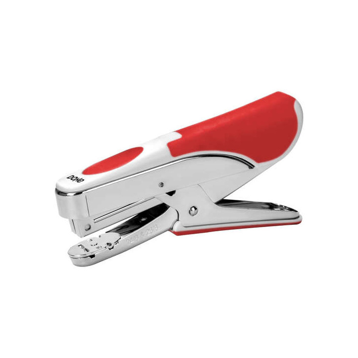 Dohe grapadora Tipo Tenaza - Fabricada en Acero Cromado y Plastico Rojo - Carga Superior - Capacidad de Grapado 20 Hojas - Admi