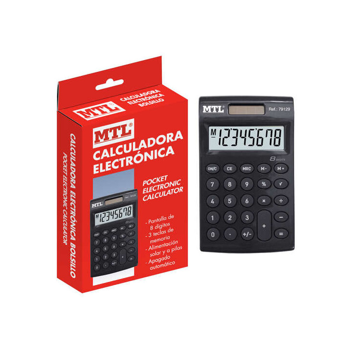 Dohe Calculadora Electronica de 8 Digitos - Alimentacion Solar y a Pilas - 3 Teclas de Memoria - Apagado Automatico - Formato M