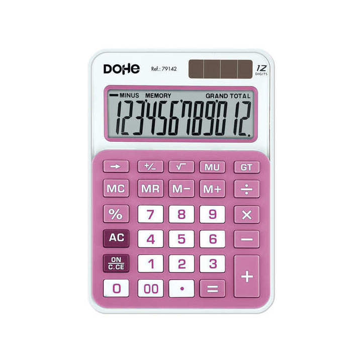 Dohe Calculadora Electronica de 12 Digitos - Alimentacion Solar y a Pilas - 4 Teclas de Memoria - Apagado Automatico - Teclas d