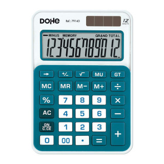 Dohe Calculadora de Sobremesa Mediana 12 Digitos - Teclas de Gran Formato - 4 Teclas de Memoria - Apagado Automatico - Alimenta