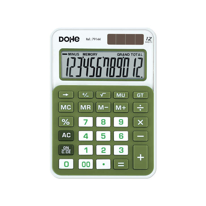 Dohe Calculadora Electronica de 12 Digitos - Alimentacion Solar y a Pilas - 4 Teclas de Memoria - Apagado Automatico - Teclas d