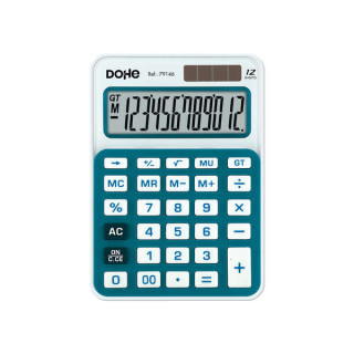 Dohe Calculadora Electronica de 12 Digitos - Alimentacion Solar y a Pilas - 4 Teclas de Memoria - Apagado Automatico - Teclas d