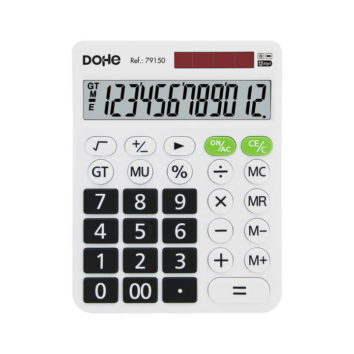 Dohe Calculadora de Sobremesa Grande 12 Digitos - Pantalla Reclinada - Teclas de Gran Formato - Raiz Cuadrada