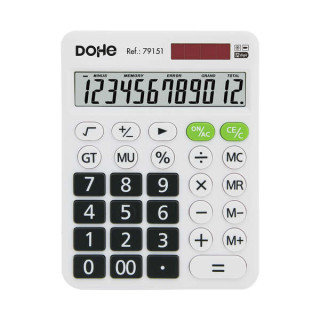 Dohe Calculadora Electronica de 12 Digitos - Pantalla Reclinada - Alimentacion Solar y a Pilar - Apagado Automatico - Teclas de